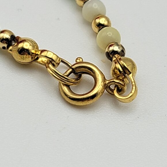 Vintage Multicolor Moonstone Beaded Necklace 16.5" Gold Plated Brass Spring Ring - Picture 5 of 8